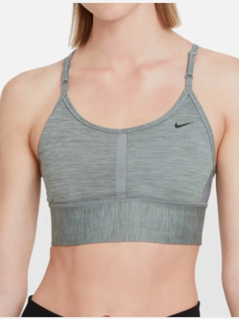 Nike Dri-Fit Indy Olive/Gray Racerback Light Support padded Sports Bra, lg - Picture 7 of 8